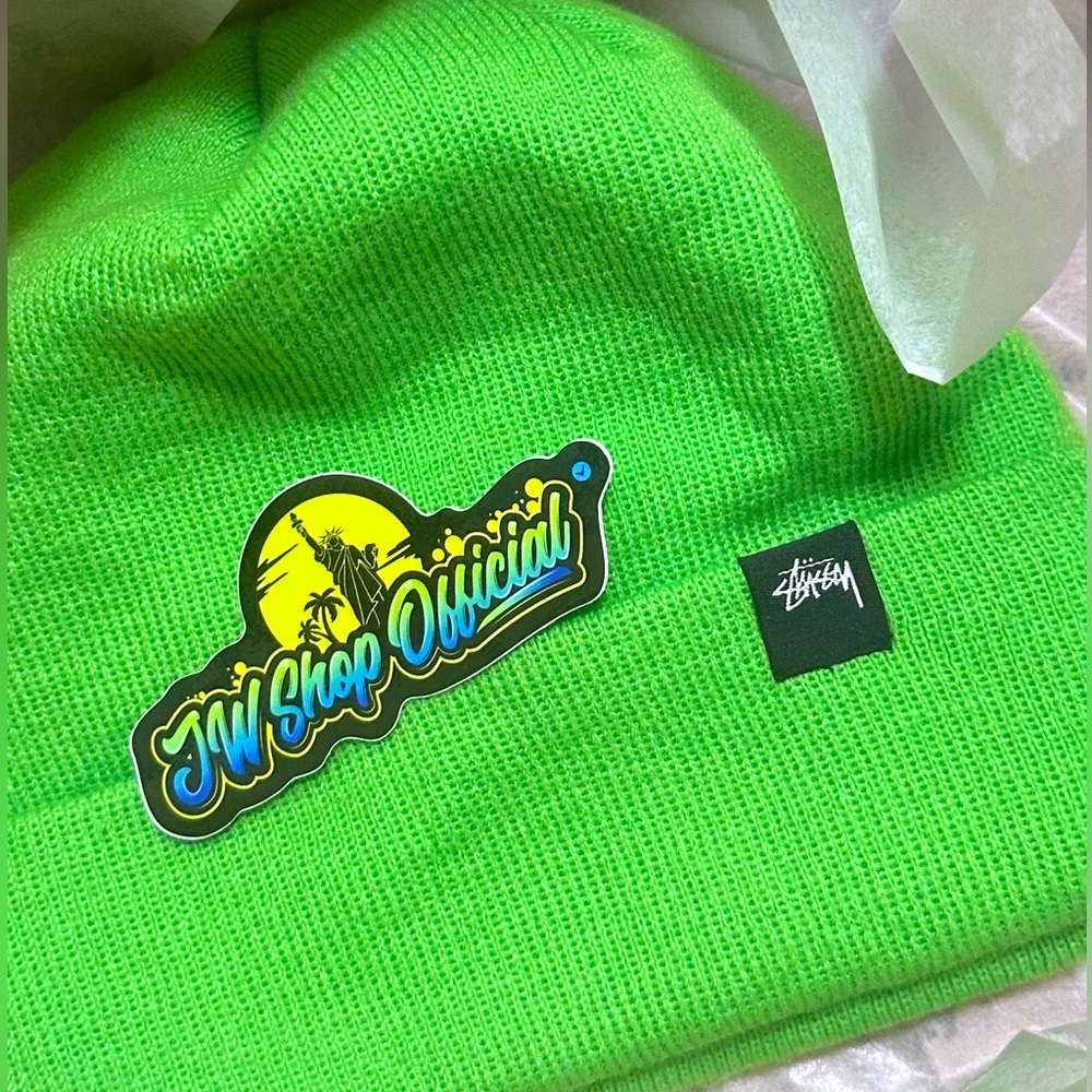 Stussy- Cuff-Beanie (lime green) {NWT}